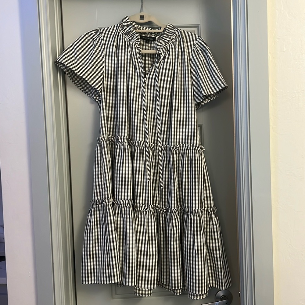 Black and white gingham a line dress worn 1 time